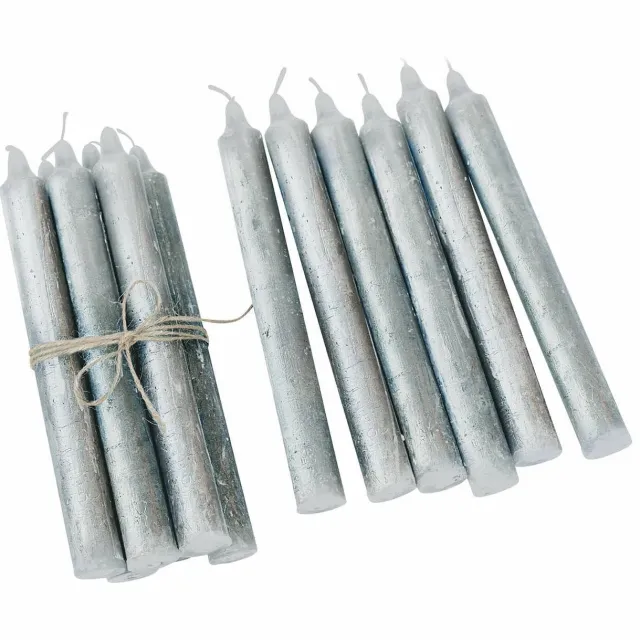 Loberon Kaars set van 12 Bauceau zilverkleurig