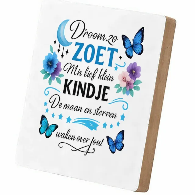 Mr Cadeautjes MDF staande fotolijst 15,2 x 15,2 - design Een troostend slaapkamerthema met maan, sterren en een gerus | cadeau Wit