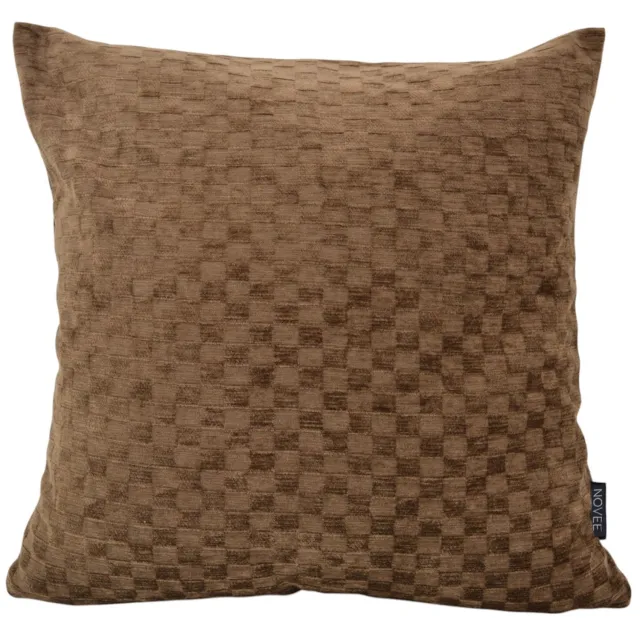 NOVÉE Chenille Checker Bruin Kussenhoes | 45x45 cm | Polyester