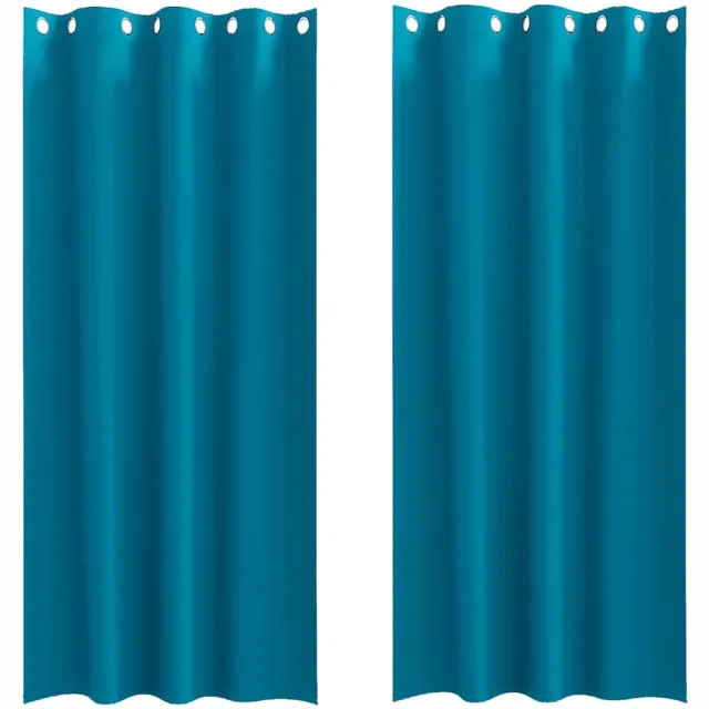 vidaXL Blackout - Gordijnen - met - Ringen - 2 - st - Turquoise - 245 - x - 140 - cm