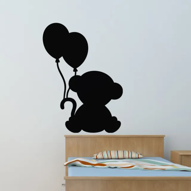 Ambiance Sticker Schoolbordsticker - uitwisbare zelfklevende muurstickers - TEDDYBEER MET BALLONNEN - 110x80cm Multi color