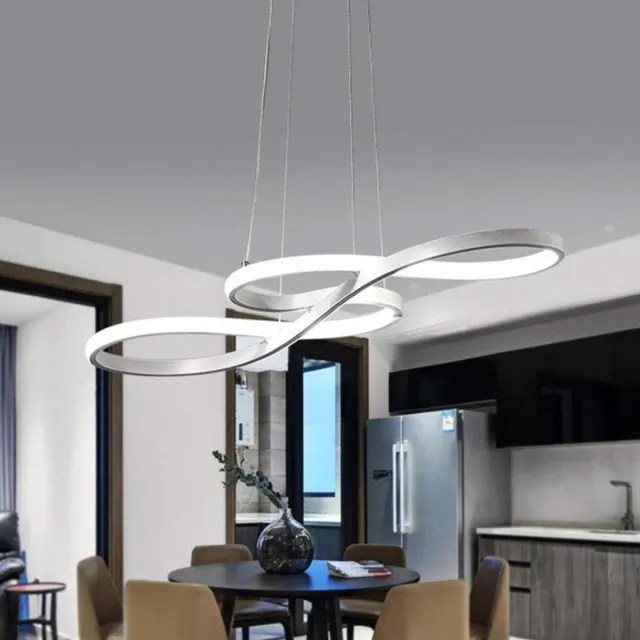 Riserva LED Hanglamp Modern Design - 52W - 5850 lm - Dimbaar 3000K-6500K - Met Afstandsbediening - Zilver - Moderne Hanglamp voor Woonkamer, Eetkamer en Slaapkamer