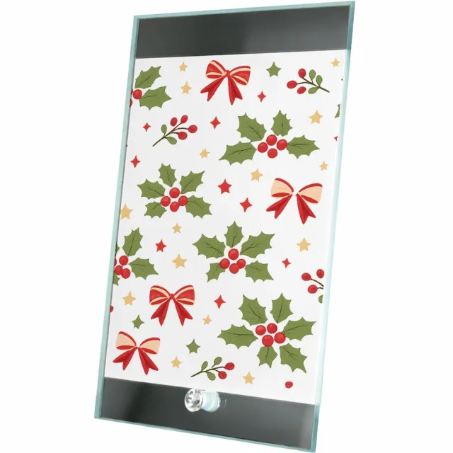 Mr Cadeautjes Glasframe 15 x 23 - design Luchtig herhaalpatroon met winterse natuurmotieven in een el | cadeau Wit