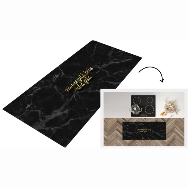 KitchenYeah Keukenloper - Loper keuken - Quotes - Spreuken - Goud - Marmer - Keukenloper vinyl