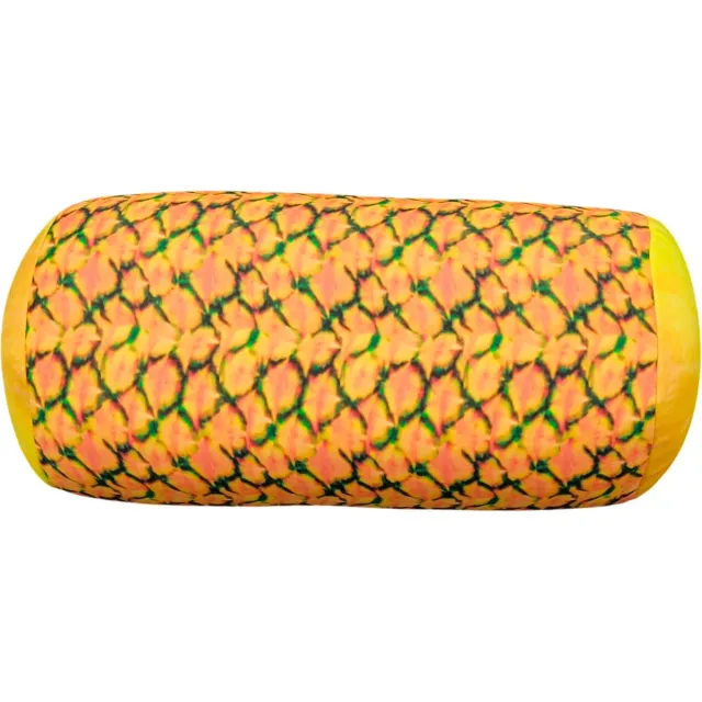 House of Healthbrands My Daily Pillow Rolkussen - Sierkussen Rond Cilinder 17 x 30 cm - ananas-pineapple-design - Stevig en zacht - Mooie print - Gevuld met microgranulaat - Vormvast & Wasbaar - Ideaal voor op de bank, bed, auto of op reis - Inclusief Wasnet Geel