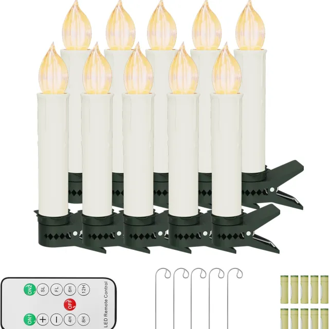 NAIZY LED Kaarsen 20 Stuks - Warm Wit - Kerstboomkaarsen met Clip - Timer & Afstandsbediening - IP44 - Batterijen Inbegrepen - NAIZY Warm wit licht