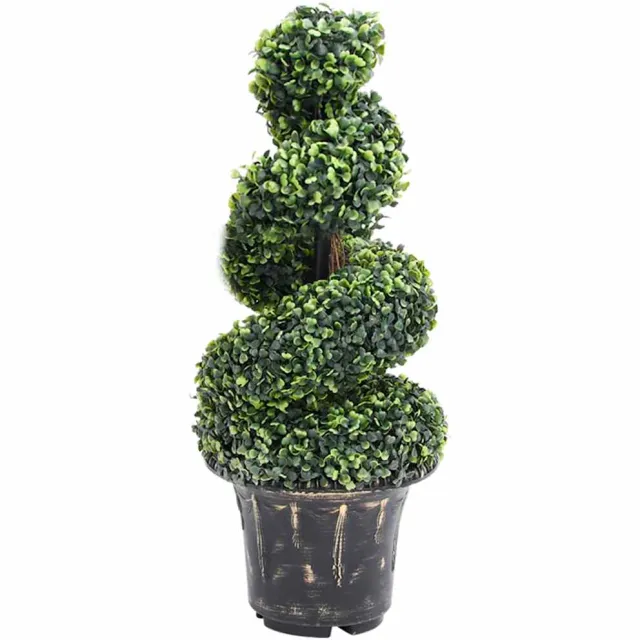 vidaXL Kunstplant met pot buxus spiraal 89 cm groen