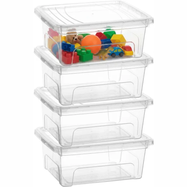 PLASTICFORTE Opslagbox Easy met deksel - 4x - 2.6 Liter - 23 x 19 x 10 cm - transparant - kunststof