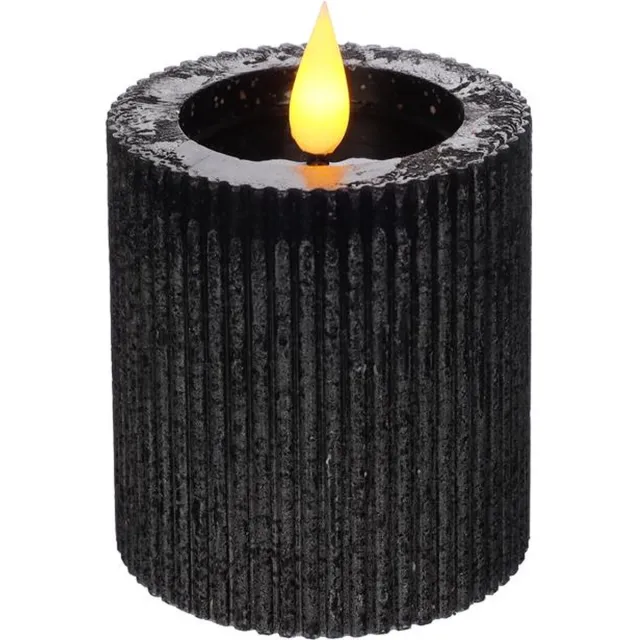 Ideas 4 Seasons LED pilaarkaars klein - Zwart - Ø 7 cm x 7,5 cm