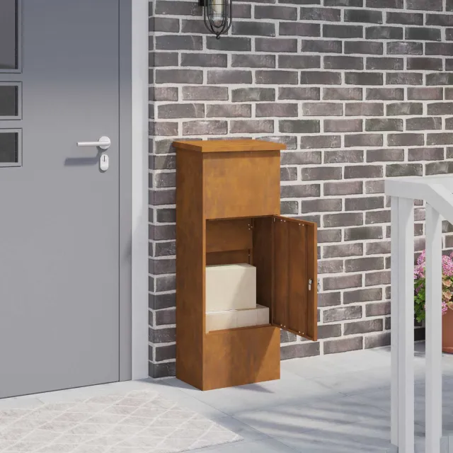 vidaXL Pakket inwerp box Roestig 44,5 x 29 x 110,5 cm weervast staal Bruin
