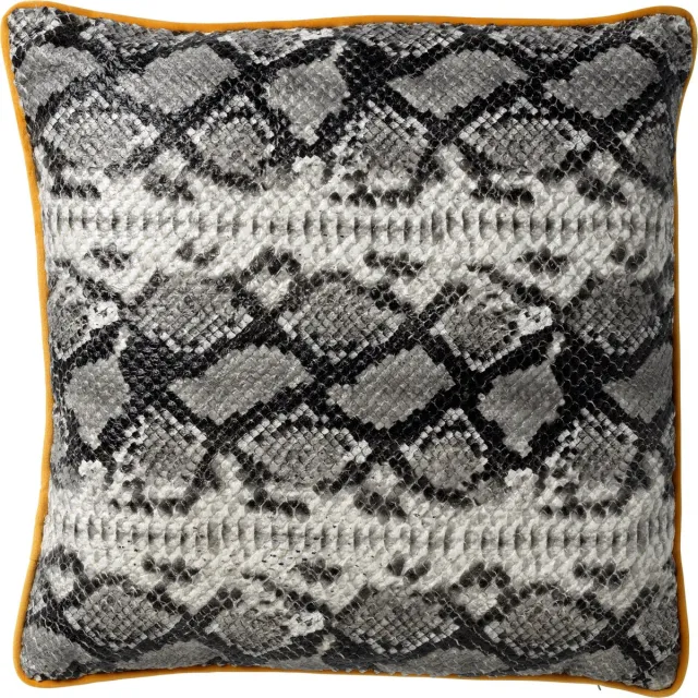 Dutch Decor ROAN - sierkussen 45x45 cm - slangenprint - Charcoal Gray - antraciet - Inclusief binnenkussen