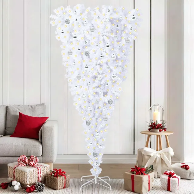 vidaXL Kunstkerstboom Wit 210 cm PVC en staal
