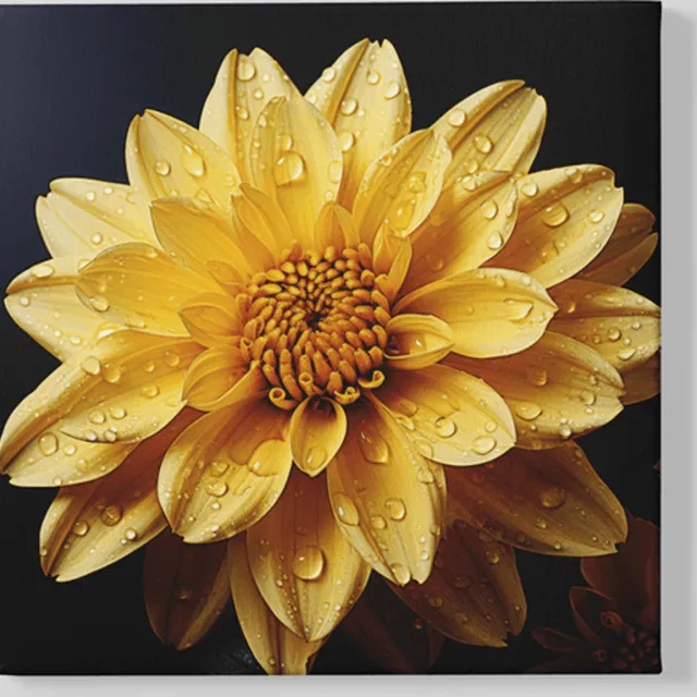 Trendex Global Vierkant Canvas Schilderij - Bloemen - Gele Chrysant - 60x60x2 cm Geel