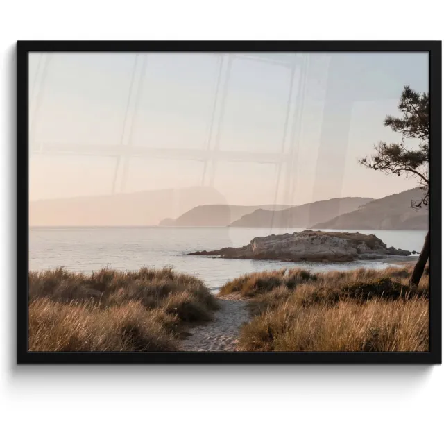FrameYourWall Poster in lijst - Fotolijst 70x50 cm - Posters - Landschap - Kust - Duinen - Posterlijst zwart - Decoratie - Wanddecoratie woonkamer - Muurdecoratie slaapkamer