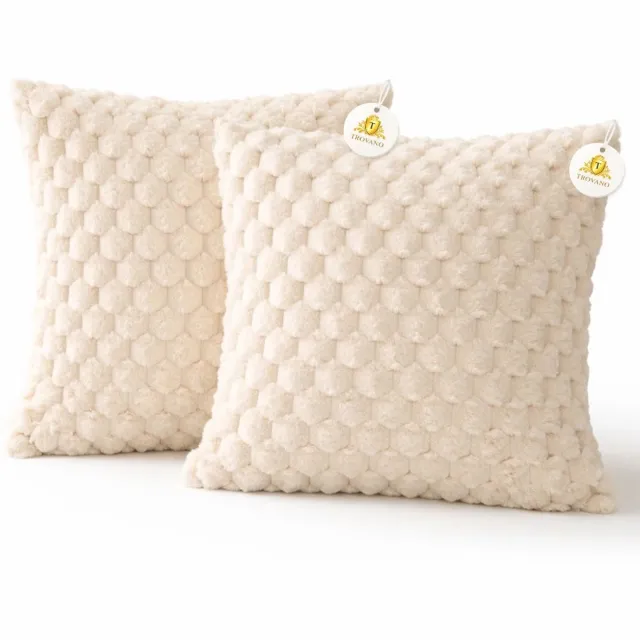 Trovano Sierkussen 50x50 cm Beige, set van 2 | Incl. binnenkussens | Vierkant, luxe & zacht kussen