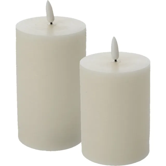 Cepewa LED kaarsen/stompkaarsen - set 2x - creme wit - H10 en H12,5 cm - flikkerend licht - timer