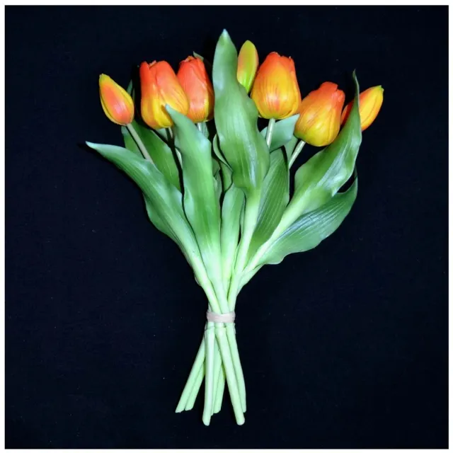 Exner Real touch tulpen - Bos van 7 tulpen - Oranje/geel - 31 cm Ornaje/geel