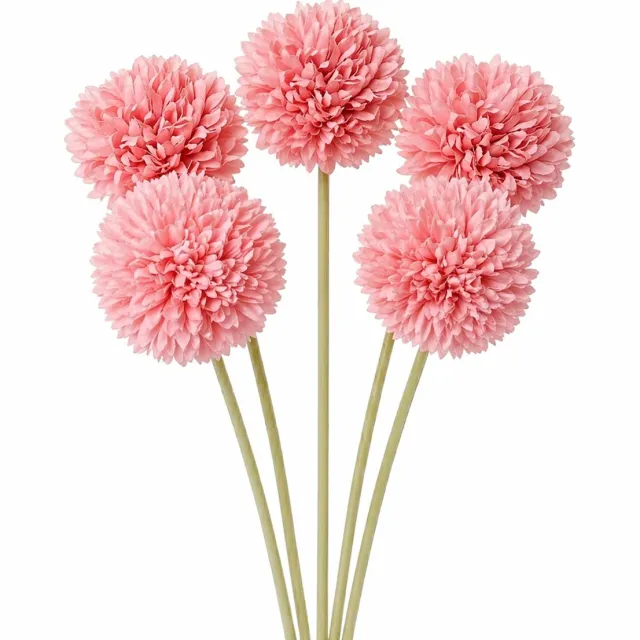 NUVEX Roze kunstbloemen set van 5 stuks chrysant bloemen kunstbloemen decoratie voor interieur vaas tafel bruiloft feest kunstbloem boeket