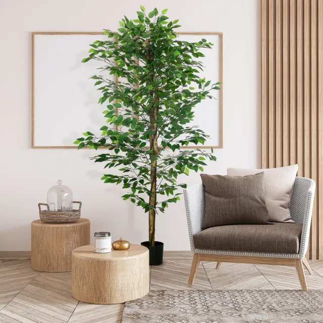 FloraGrace Kunstplant Realistisch – 180 cm – Kunststof – Groen – Ficusboom Voor Binnen & Buiten – Inclusief Pot – Onderhoudsvriendelijk Green