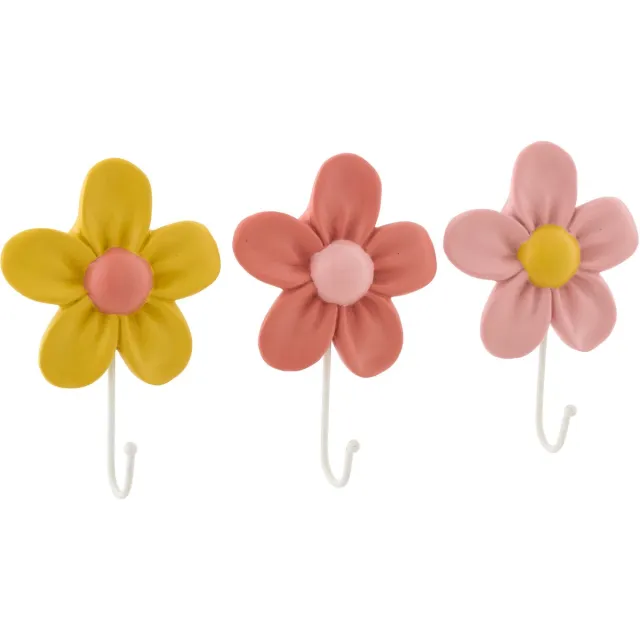J-Line kapstok Bloem - polyresin - mix - small - doos van 3 Multi