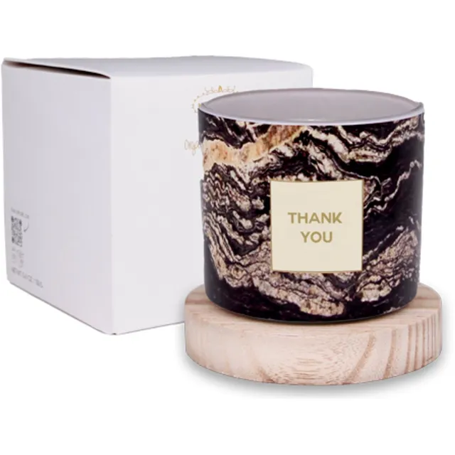 My Flame Lifestyle MY FLAME - Buitenkaars - THANK YOU - Geur: Bella Citronella - Afmetingen: 9x9 cm - 50 branduren Zwart marmer