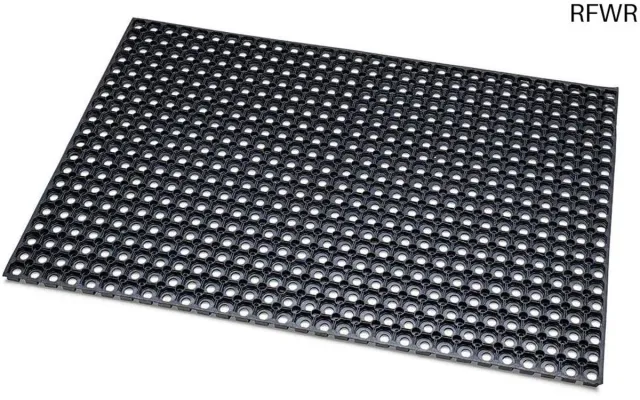 RFWR Rubber-ringmat 80x120 cm - Antislip Deurmat voor Binnen en Buiten Zwart