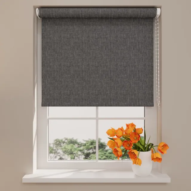 DTCH Rolgordijn Verduisterend - Easy Texture - Antraciet 120 x 190 cm – Meerdere maten verkrijgbaar - Meekleurende achterzijde – 3 stoflagen Anthracite