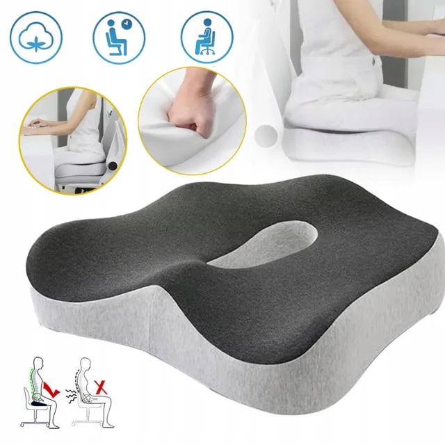 COOAU Zitkussen Orthopedisch & Ergonomisch - Stuitkussen - Wigkussen - Ringkussen - voor Auto, Bed, Bank & Bureaustoel Lichtgrijs