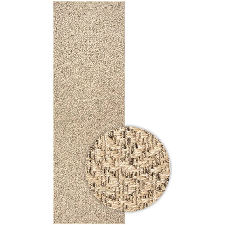 vidaXL Vloerkleed ZIZUR binnen en buiten 80x200 cm jute look Bruin