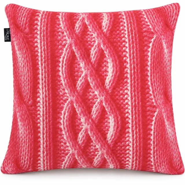 Unique Living sierkussenhoes - 4 stuks - kussenhoesje - kussenhoes - roze - rood - opdruk print - 45 x 45 cm - met rits - beige canvas achterzijde