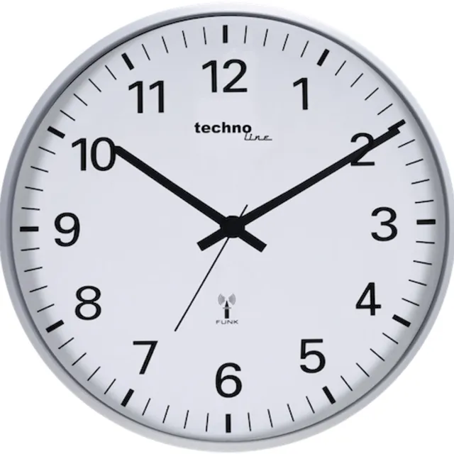 Technoline WANDKLOK - 30 cm Ø - radio gestuurde tijdsynchronisatie - chroomkleurig - 89WT50
