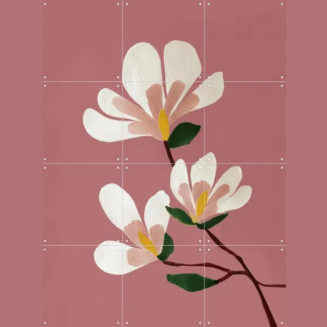 IXXI Pink Magnolia Flowers, Branka Kodžoman - 60 x 80 cm - Grote wanddecoratie en posters - Schilderijen, Modern, Eetkamer, Woonkamer, Slaapkamer Roze