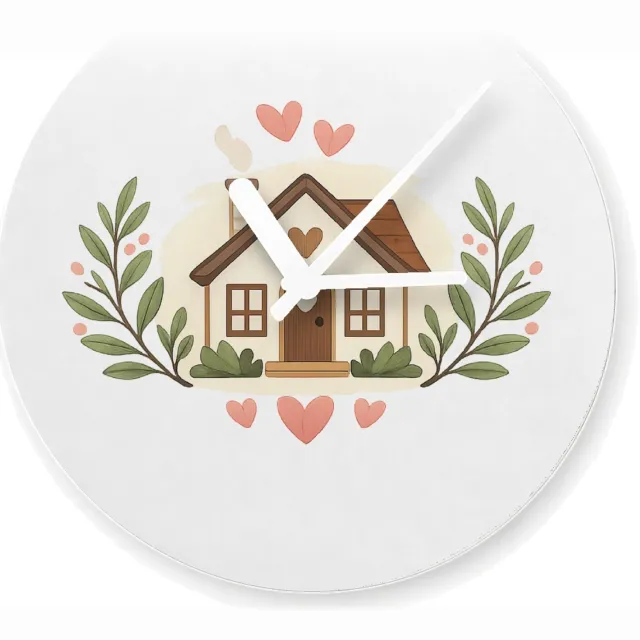 Mr Cadeautjes Glazen klok Ø 20 - design Gezellige keukenposter met liefdevolle huiselijke boodschap | cadeau Wit