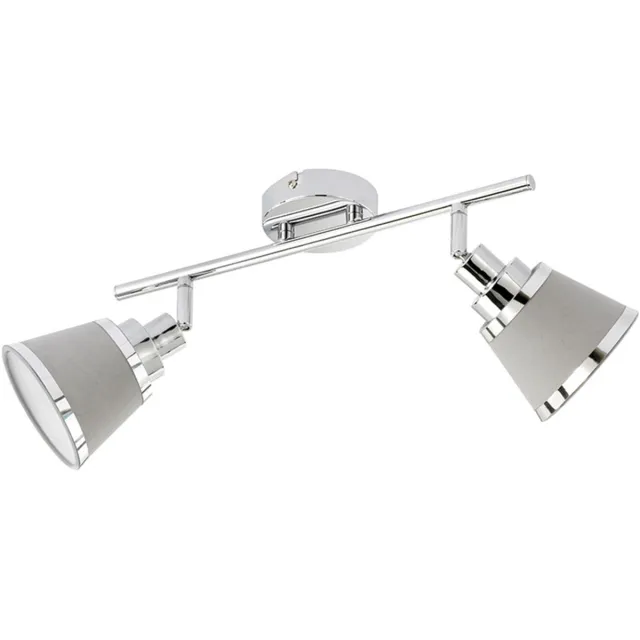 Wofi Plafondspot 2 vlammen plafondlamp, beweegbare spots, metaal chroom textiel grijs, 2x E14 stopcontacten, LxBxH 36,5x11,3x21,5 cm, ACTION 719202019000