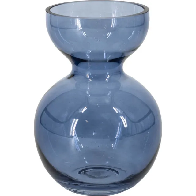 homebound by ky Glazen vaas blauw | 12,7x12,7x18,2cm | bloemenvaas blauw