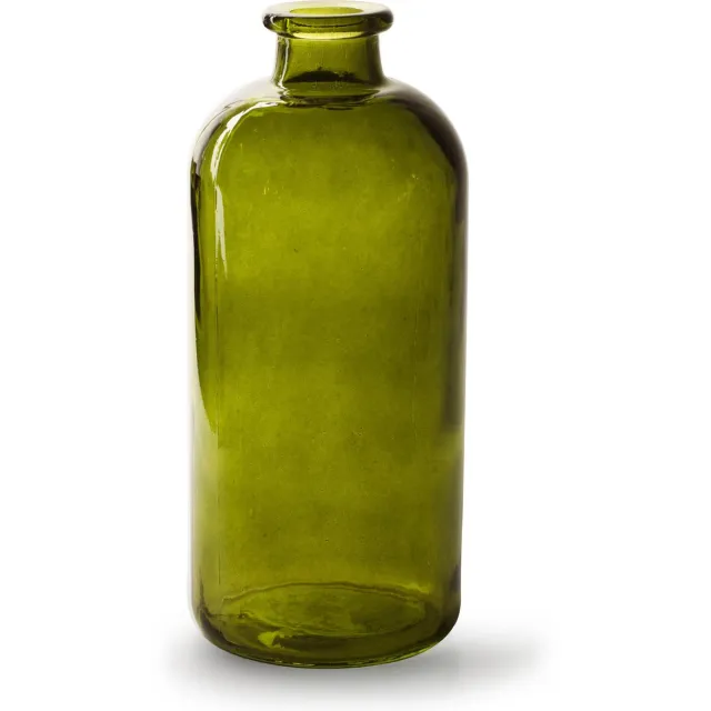 Jodeco Bloemenvaas Jardin - transparant groen glas - D11 x H25 cm - flesvaas