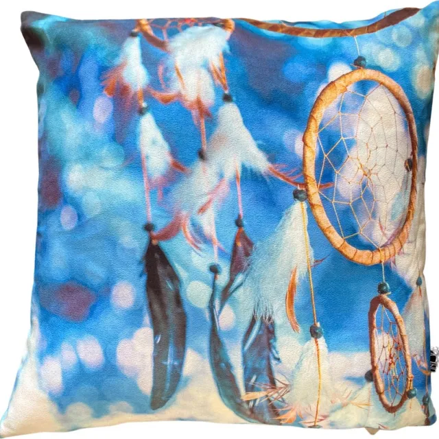 Unique Living kussenhoes - 4 stuks - dromenvanger - blauw - sierkussenhoesje - 45 x 45 cm - met rits blauw - multi