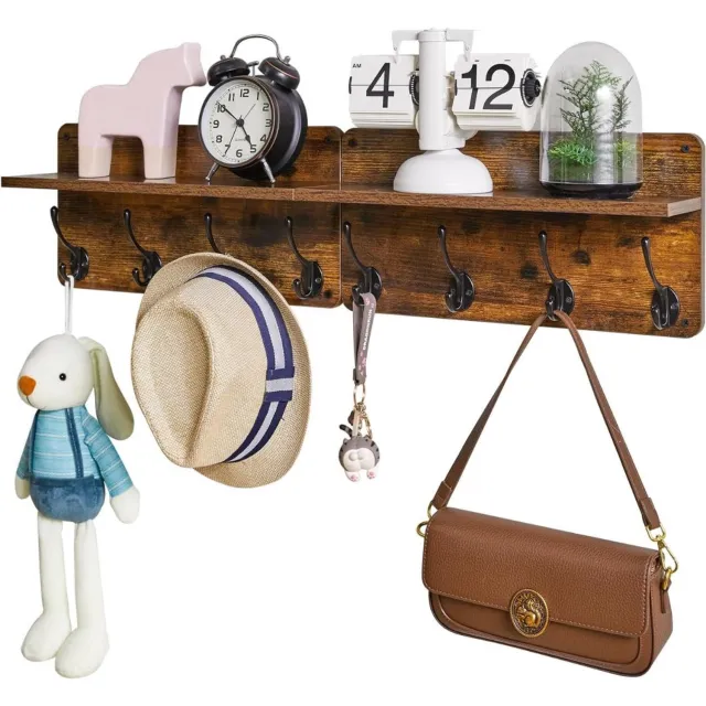ApexArte® Wandkapstok met Hoedenplank - Kapstok - Wandplank - Jassenopberger Lichtbruin