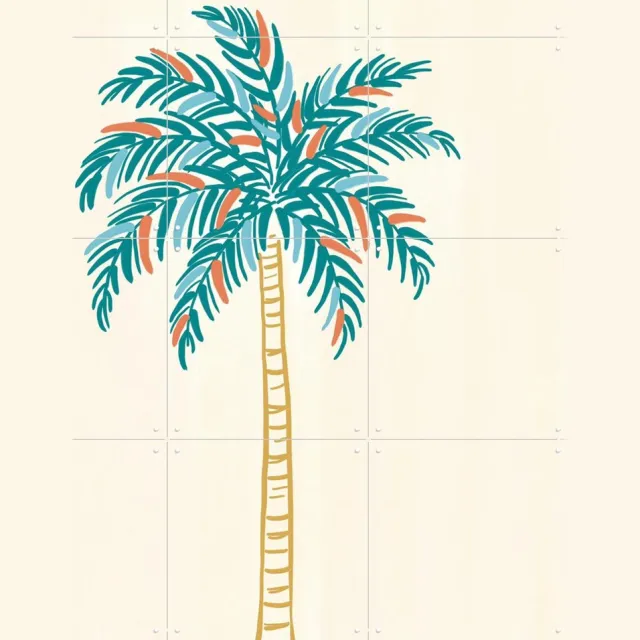 IXXI Palm Tree, Rio Soley & Various - 60 x 80 cm - Grote wanddecoratie en posters - Line art, Kleurrijk, Abstract, Woonkamer, Strandhuis, Zomer Groen