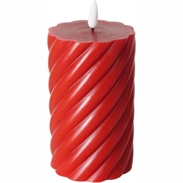 Boltze LED kaars gedraaid rood 12,5 cm
