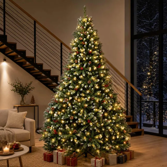 vidaXL Kunstmatige Inklapbare Kerstboom 270 cm 600 LED's Warmwit PVC Groen