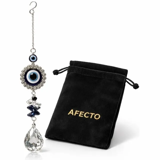 Afecto C: Afecto Boze Oog Suncatcher met Kristal – Decoratieve Gelukshanger – Raamdecoratie Blauw C: blauw
