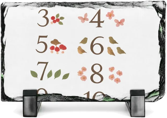 Mr Cadeautjes Leisteen rechthoek 14 x 9 - design Een rustige telposter voor de natuur, met seizoenselementen | cadeau Wit