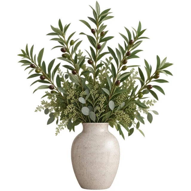 Bellatio Design Kunstplant Olijf takken - 5x - 101 cm - groen - olijfboom - siertakken stelen - decoratie