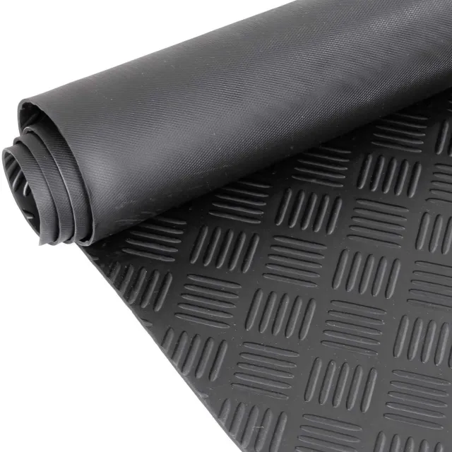 ANRO Rubberen Mat Traanplaat Zwart 100x360cm – TPE Geurarm 3 mm Antislip Werkplaatsvloer Garagemat