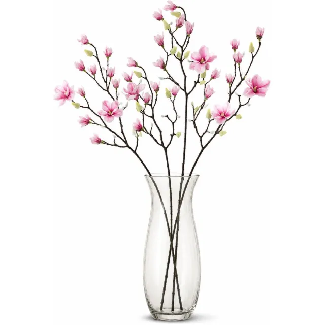 Bellatio Design Kunstbloemen Magnolia tak Osaka - 4x - 123 cm - roze - Kunst zijdebloemen - siertakken - Japanse