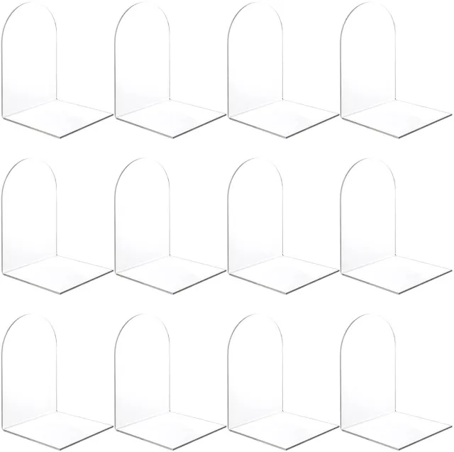 Unyqoos Set van 12 transparante acryl boekensteunen met antislip bescherming