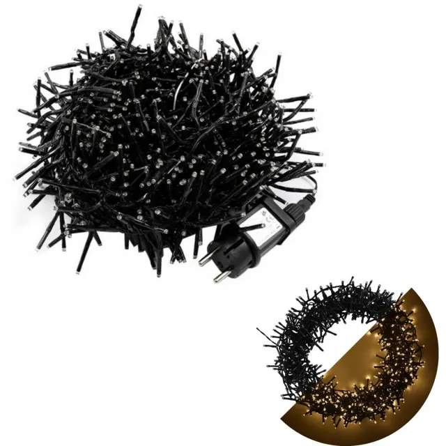 Cheqo Kerstboomverlichting - Clusterverlichting - Kerstlampjes - Led Verlichting - Kerstverlichting voor Binnen en Buiten - 400 LED - 8 Meter - Extra Warm Wit