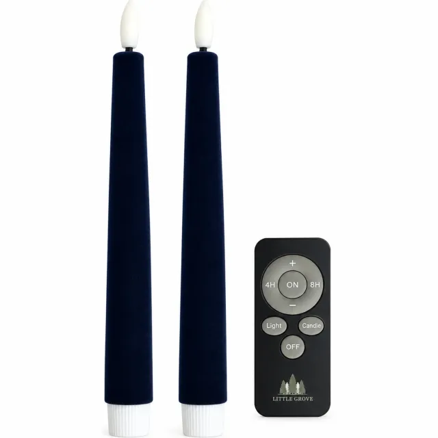 Little Grove set van 2 velours LED-dinerkaarsen - 22,5 cm - Sapphire