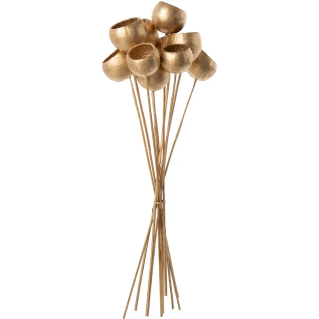J-Line decoratie tak droogbloemen - goud - large - set van 3